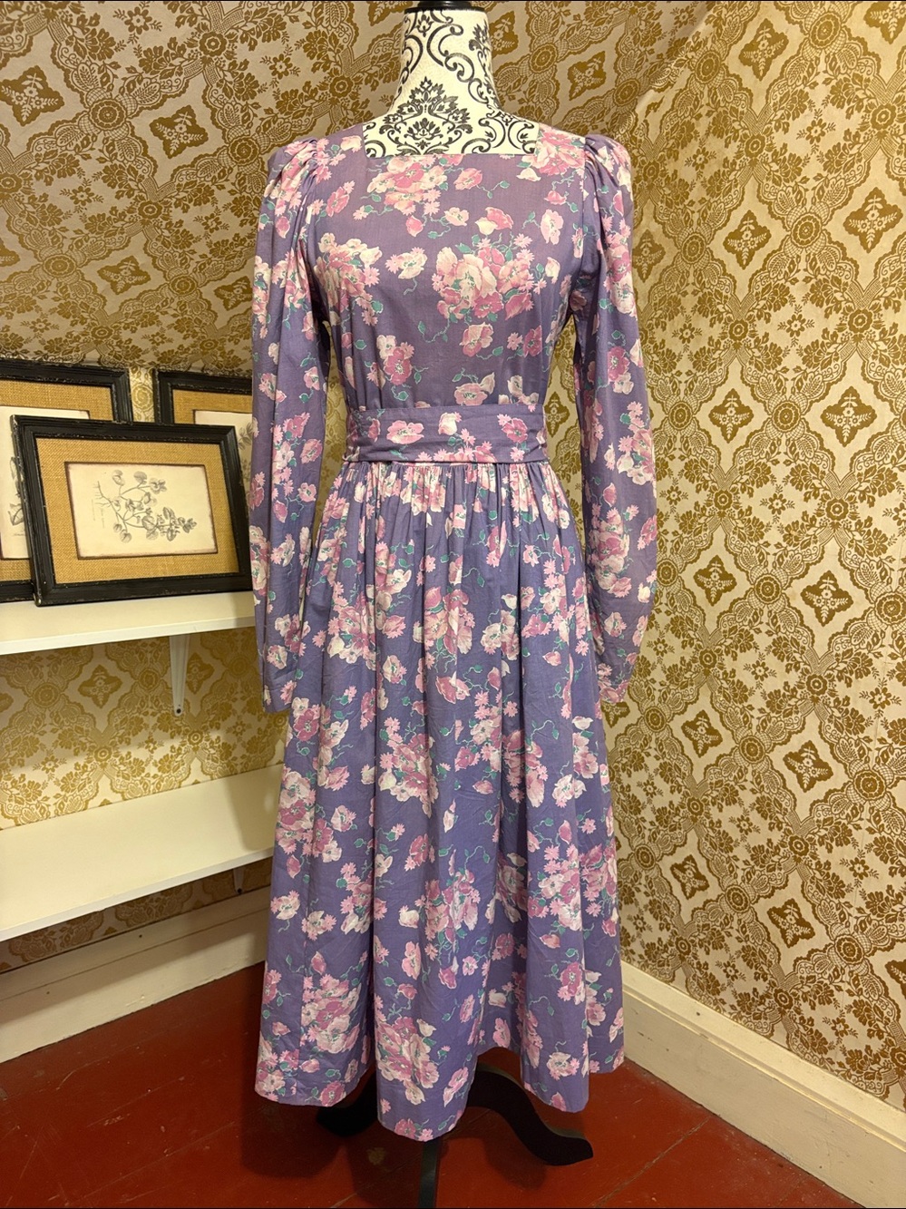 Laura Ashley Lavender Floral Blouse with Mint Accents